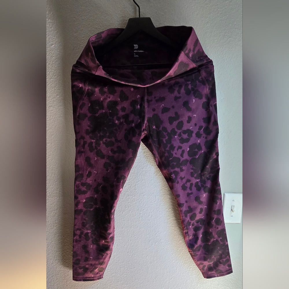 Purple Leopard Print Leggings - All In Motion - XL